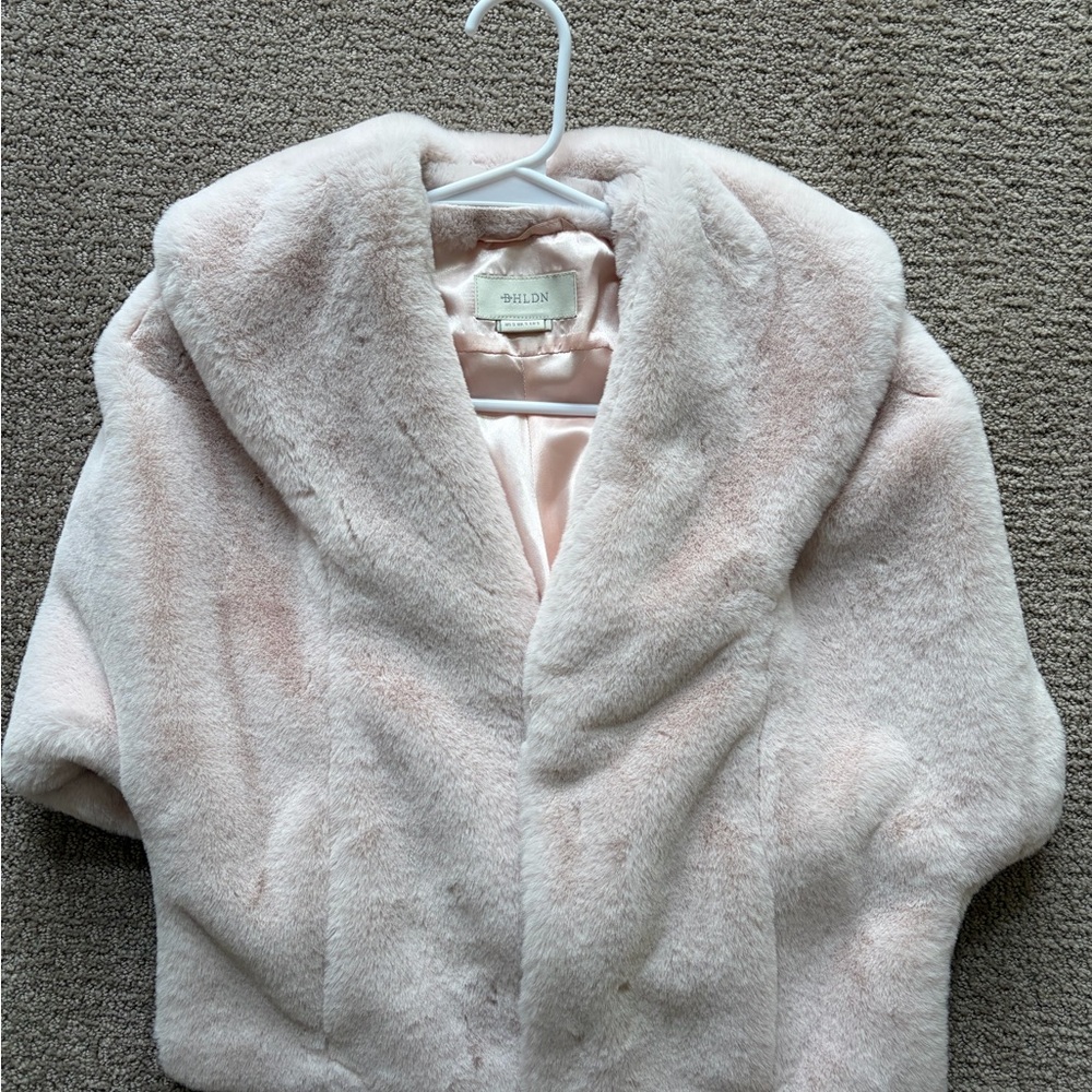 BHLDN Soft Pink Faux Fur Cape